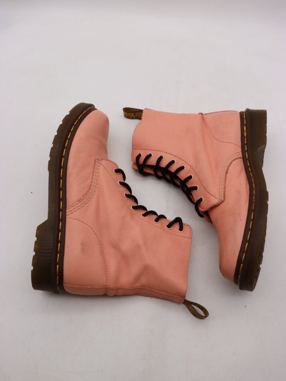 Doc Dr Martens 1460 Pascal Pink Salmon Boots Women's 9 Leather Lace Up Combat - Picture 6 of 10
